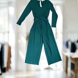 Old Navy Teal Long-Sleeve Knot-Waist Jumpsuit